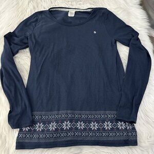 Lucky Brand womens blue fairisle shirt M Long sleeve comfort stretch
